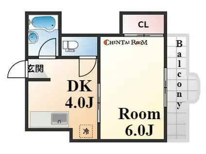 ハイツ生田(1DK/1階)の間取り写真