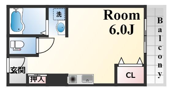 エール本山(ワンルーム/2階)の間取り写真