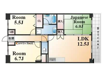 フィール神戸(3DK/2階)の間取り写真