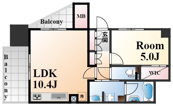 神戸元町山手ヴィアージュ(1LDK/8階)の間取り写真