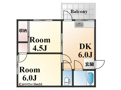 メゾン熊内Ⅴ(2DK/3階)の間取り写真