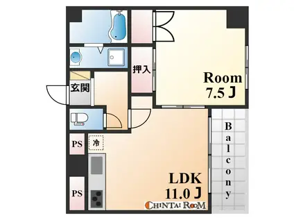 古泉ビル あすなろ六甲(1LDK/5階)の間取り写真