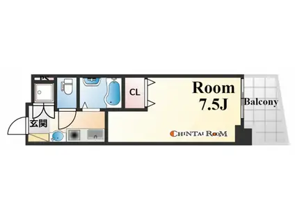 アスヴェルみなと元町OCEANFRONT(1K/2階)の間取り写真