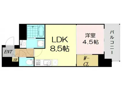 ラ・フォルム天満橋イースト(1LDK/10階)の間取り写真