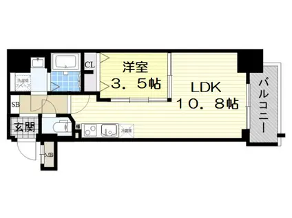 ラ・フォルム天満橋イースト(1LDK/7階)の間取り写真