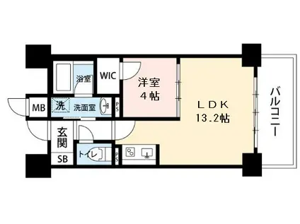 ブリリアント同心(1LDK/6階)の間取り写真