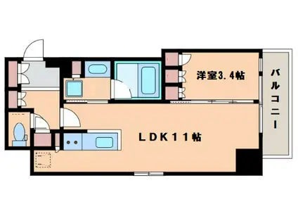 アーバネックス四ツ橋(1LDK/14階)の間取り写真