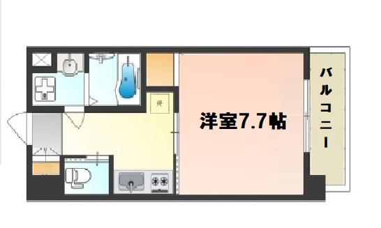 アール大阪リュクス(1K/2階)の間取り写真