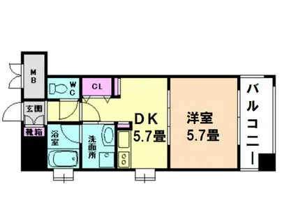 CRAFT福島野田(1DK/4階)の間取り写真