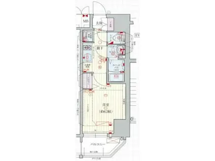 プレサンス北堀江(1K/9階)の間取り写真