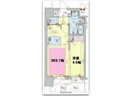 プレサンス四天王寺前夕陽ケ丘(1LDK/4階)の間取り写真