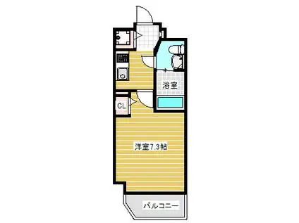 グランパーク大阪ウエスト(1K/4階)の間取り写真