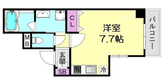アビテ北御堂(ワンルーム/6階)の間取り写真