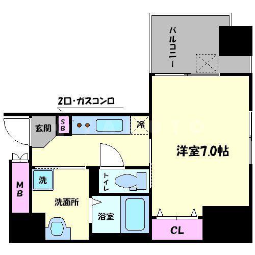 レジデンス心斎橋(1K/7階)の間取り写真