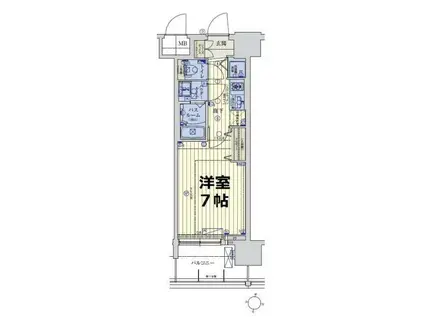 スワンズシティ梅田シエロ(1K/7階)の間取り写真