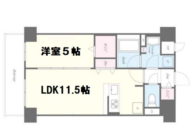 レイワニティ プレイス(1LDK/7階)の間取り写真
