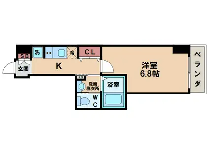 CQレジデンス大阪ウエスト(1K/9階)の間取り写真