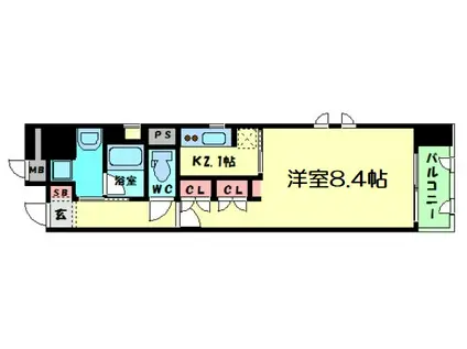 KAISEI本町(1K/2階)の間取り写真