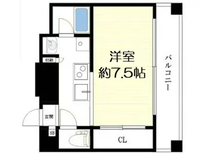 レジュールアッシュ梅田ウエスト(1K/11階)の間取り写真