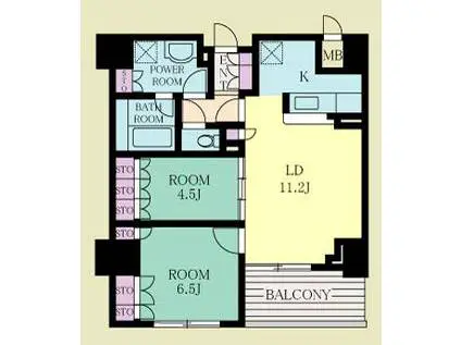 アーデンタワー福島ウエスト(2LDK/5階)の間取り写真