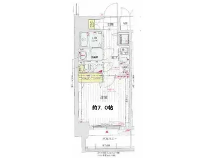 ジアコスモ江戸堀パークフロント(1K/4階)の間取り写真