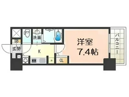 梅田ウエストレジデンス(1K/10階)の間取り写真