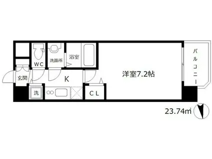 メインステージ大阪福島(1K/5階)の間取り写真