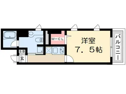 セレッソコート リバーサイドOSAKA(1K/6階)の間取り写真