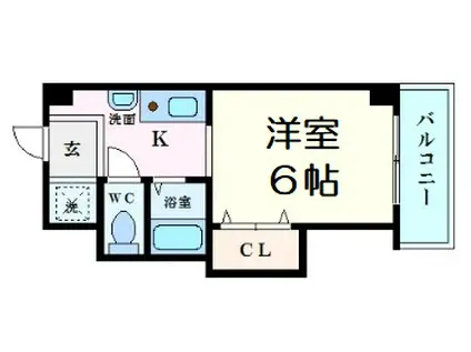 大阪環状線 新今宮駅 徒歩4分 4階建 築21年(1K/3階)の間取り写真
