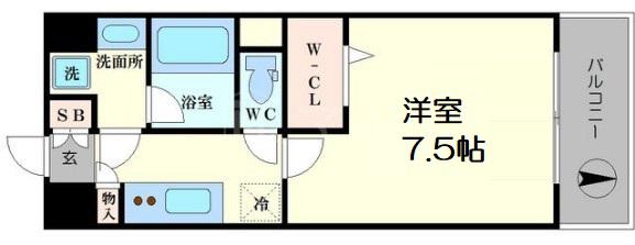 アーバネックス心斎橋2(1K/7階)の間取り写真