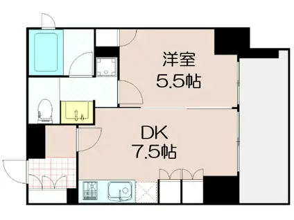 リーガル新福島(1DK/8階)の間取り写真