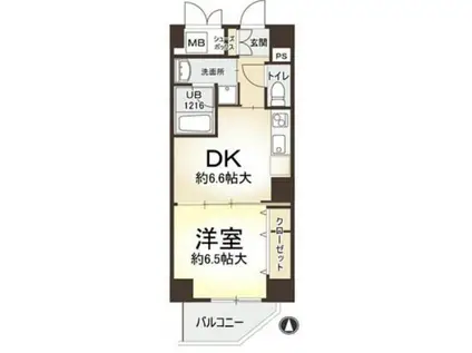 プリマベラ福島(1DK/2階)の間取り写真