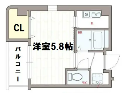 オーキッドコート・天神橋(1K/4階)の間取り写真
