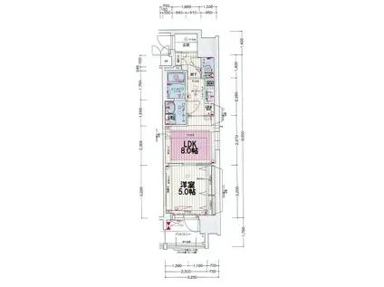 プレサンス心斎橋ニスト(1LDK/6階)の間取り写真