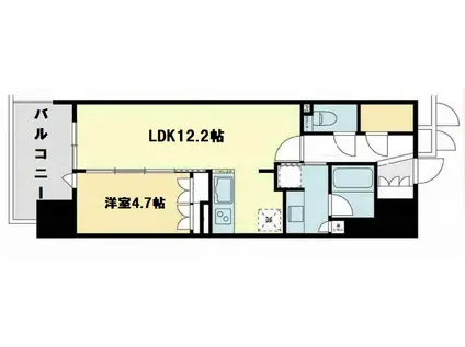 ブランズ北堀江プレイス(1LDK/9階)の間取り写真