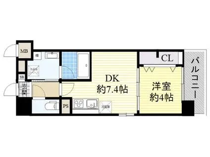 シャイニング福島離宮(1DK/7階)の間取り写真