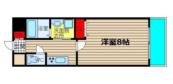 なんば・プレミアムグレース(1K/2階)の間取り写真