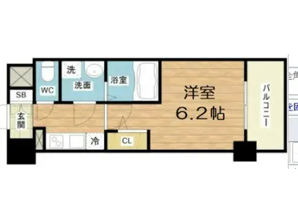 エスリード福島ブレイブ(1K/3階)の間取り写真