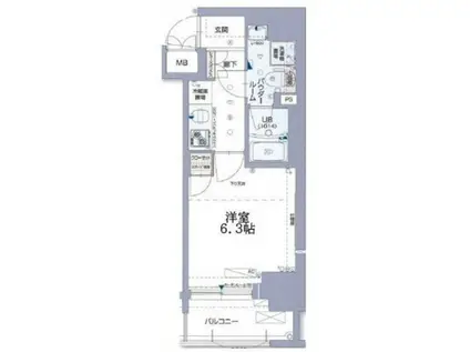 クレビオス南堀江(1K/5階)の間取り写真