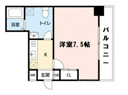 レジデア西本町(1K/9階)の間取り写真