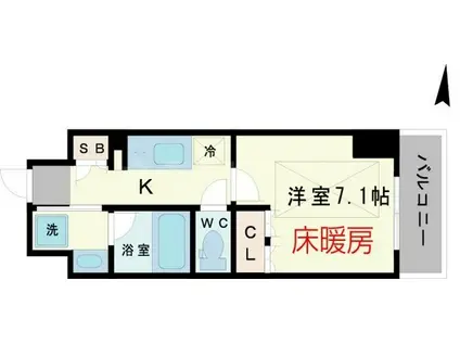 アーバネックス四ツ橋(1K/2階)の間取り写真