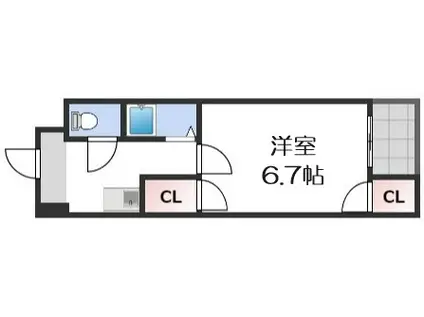 ベルフレージュ北堀江(1K/9階)の間取り写真