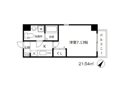 ウインズコート西梅田Ⅱ(1K/7階)の間取り写真