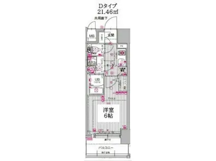 エスリード難波ザ・アーク(1K/10階)の間取り写真