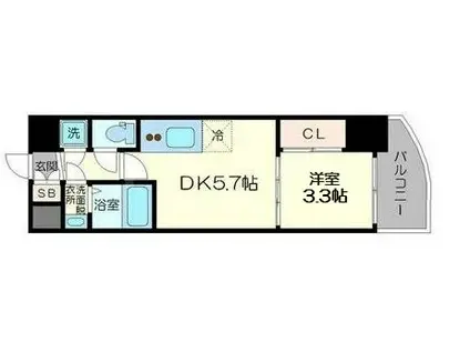 セレニテ新大阪カルム(1DK/8階)の間取り写真