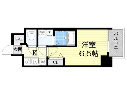 ファーストフィオーレ九条(1K/2階)の間取り写真