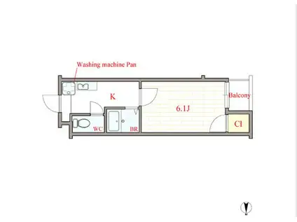 プレール新町(1K/3階)の間取り写真