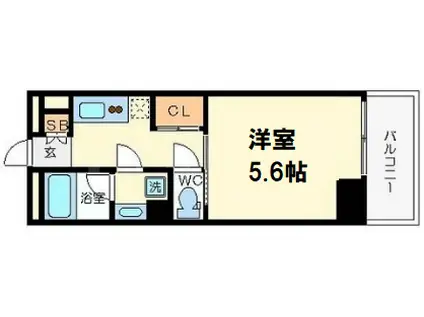アスヴェル東本町Ⅱ(1K/6階)の間取り写真
