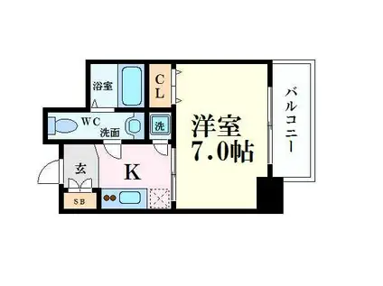 ラシュレエグゼ本町(1K/12階)の間取り写真