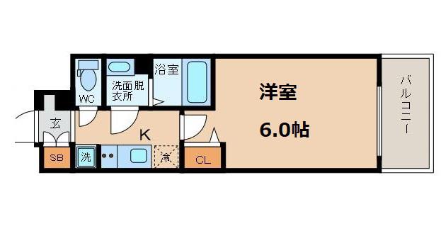 ファステート大阪上本町ソーレ(1K/10階)の間取り写真